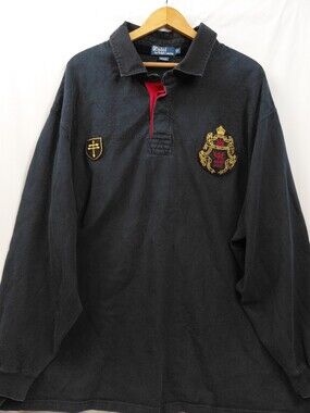 Polo Ralph Lauren Long Sleeve Polo Shirt Men's Size 5XL Big Black Red Gold